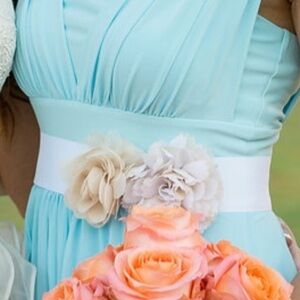 White House Black Market White Ribbon with Cream Floral Details